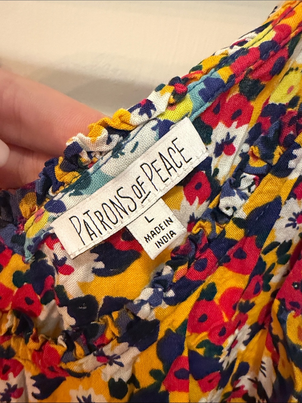 Patrons of Peace Floral Tie-Strap Sundress in Navy, Yellow, Pink - Picture 3 of 3